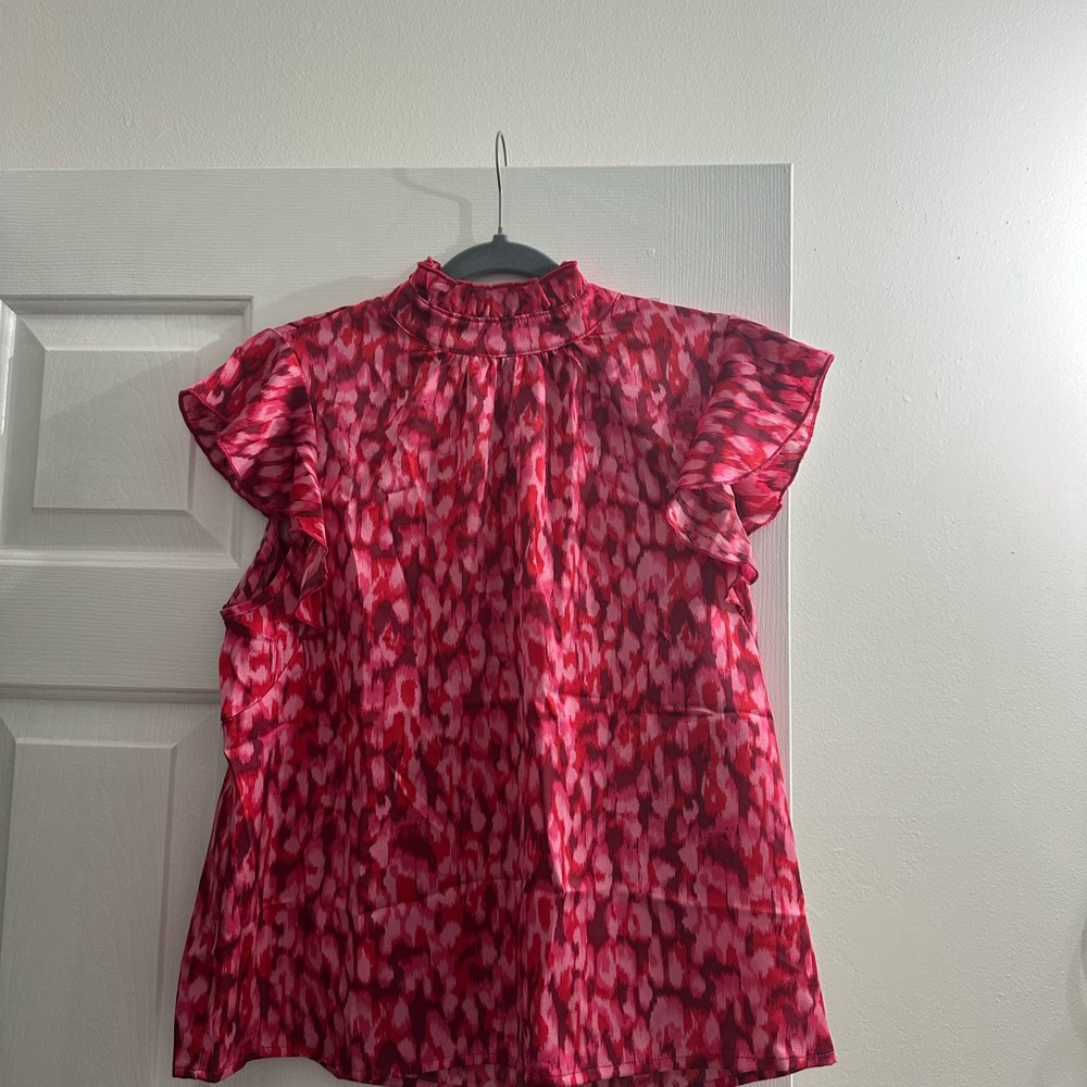 SHEIN Red Abstract Print Blouse